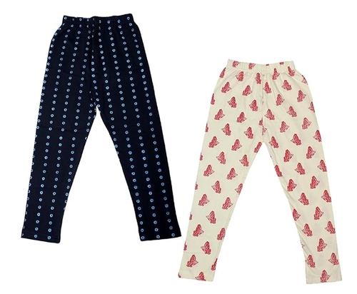 Girls Cotton Printed Leggings (Pack of 2)