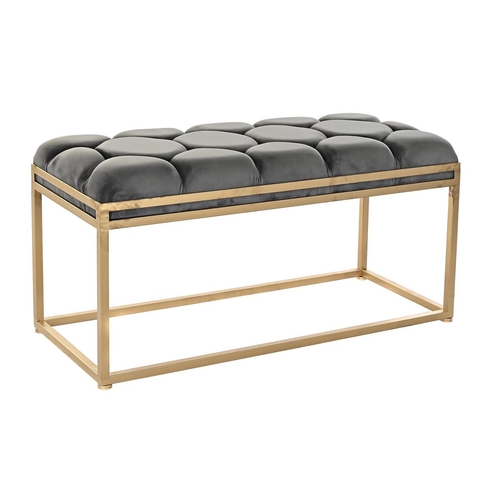 Bench DKD Home Decor   Golden Dark grey Polyester Metal 100 x 40 x 50