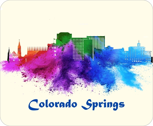 City of Colorado Springs Skyline Art  Mouse Pad