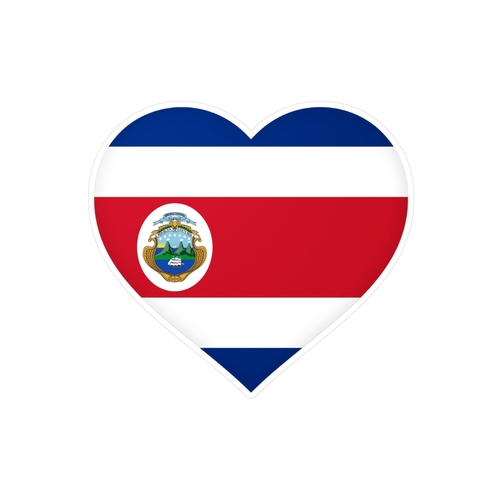 Autocollant en coeur Drapeau du Costa Rica en plusieurs tailles