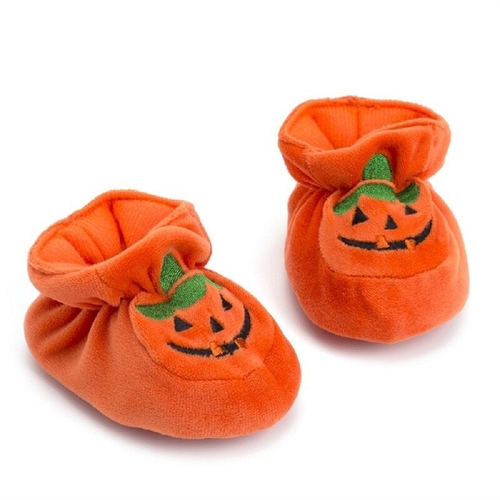 Halloween Baby Pumpkin Socks Shoes Warm Velvet