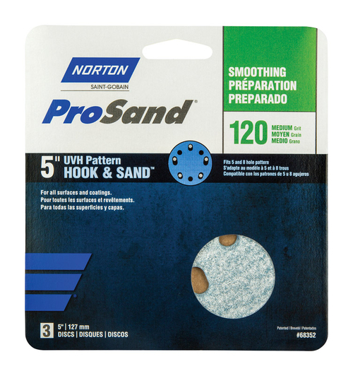 Norton 1918721 ProSand 5 in. Ceramic Blend Hook & Loop 5 & 8 Hole UVH 