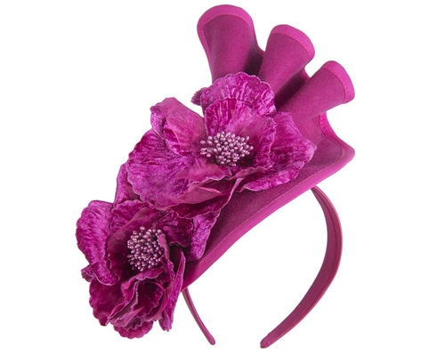 Large fuchsia felt flower fascinator