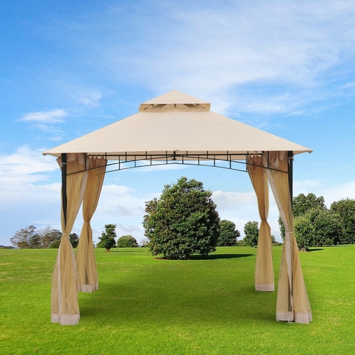 Outsunny Double-tier 10ft×10ft Gazebo Shelter Canopy Outdoor Garden