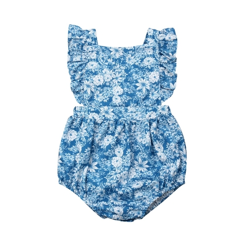 Newborn Baby Girls Floral Ruffle Romper  Jumpsuit
