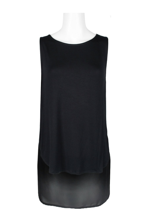 August SIlk Boat Neck Sleeveless Tiered Popover Back Solid Rayon