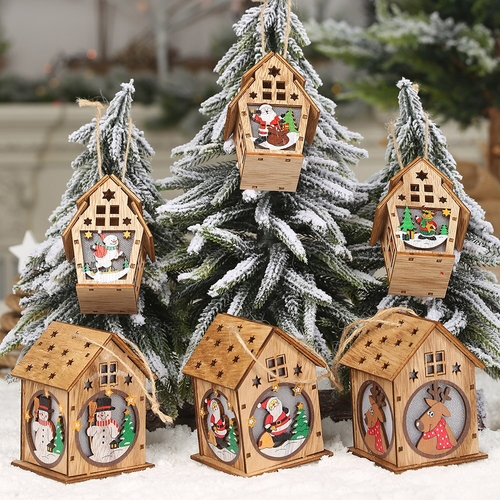 Christmas Decoration Craft Diy Luminous Cabin Snow