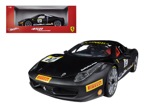 Ferrari 458 Challenge Matt Black #12 1/18 Diecast Car Model by