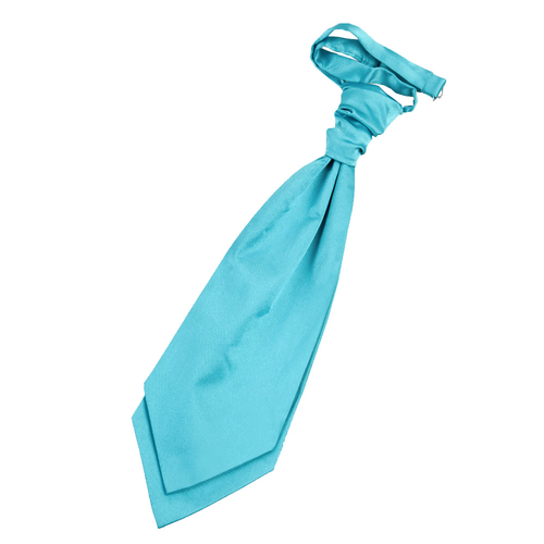 Plain Satin Pre-Tied Ruche Cravat - Robin's Egg Blue