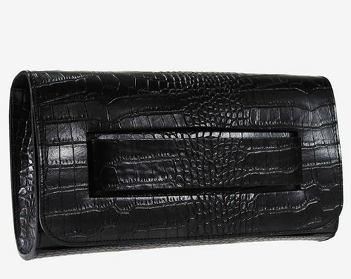 Clutch - Leather Croc Print with Hand Strap