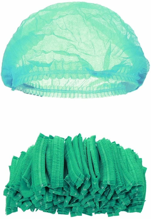 Pack of 100 Green Mob Caps 21” Hair Caps with Elastic Stretch Band