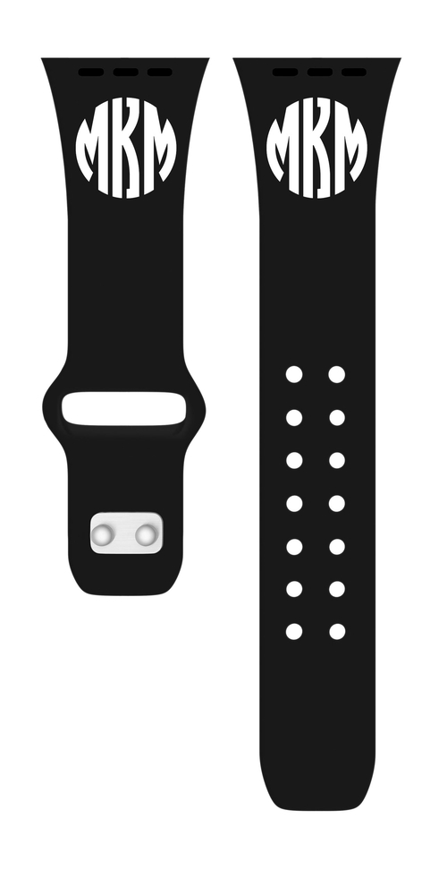 Custom Monogram HD Black Watch Band Compatible with Apple Watch