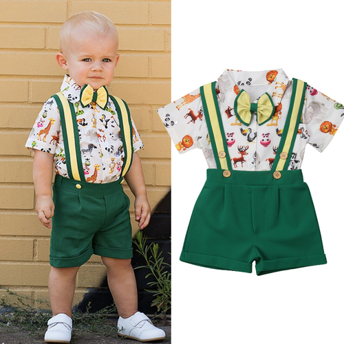 Lovely Kids Baby Boys Outfit 2PCS Short Sleeve