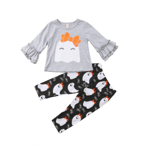 2Pcs Halloween Kids Baby Girls Top Long Sleeve T