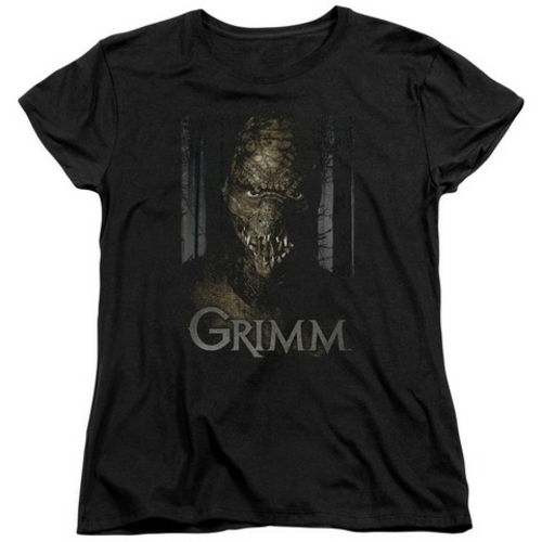 Trevco Grimm-Chompers Short Sleeve Womens Tee, Black - Large