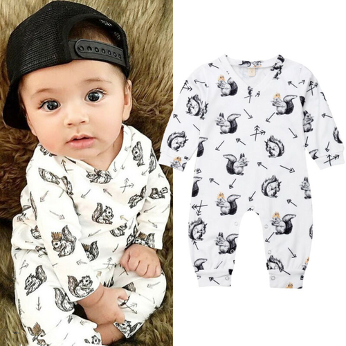 Infant Baby Girls Boys Cotton Romper Long