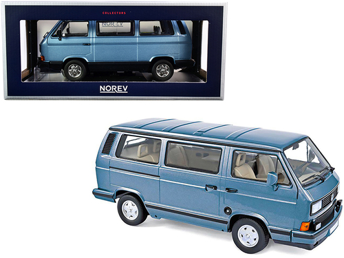 1990 Volkswagen Multivan Bus Light Blue Metallic 1/18 Diecast Model