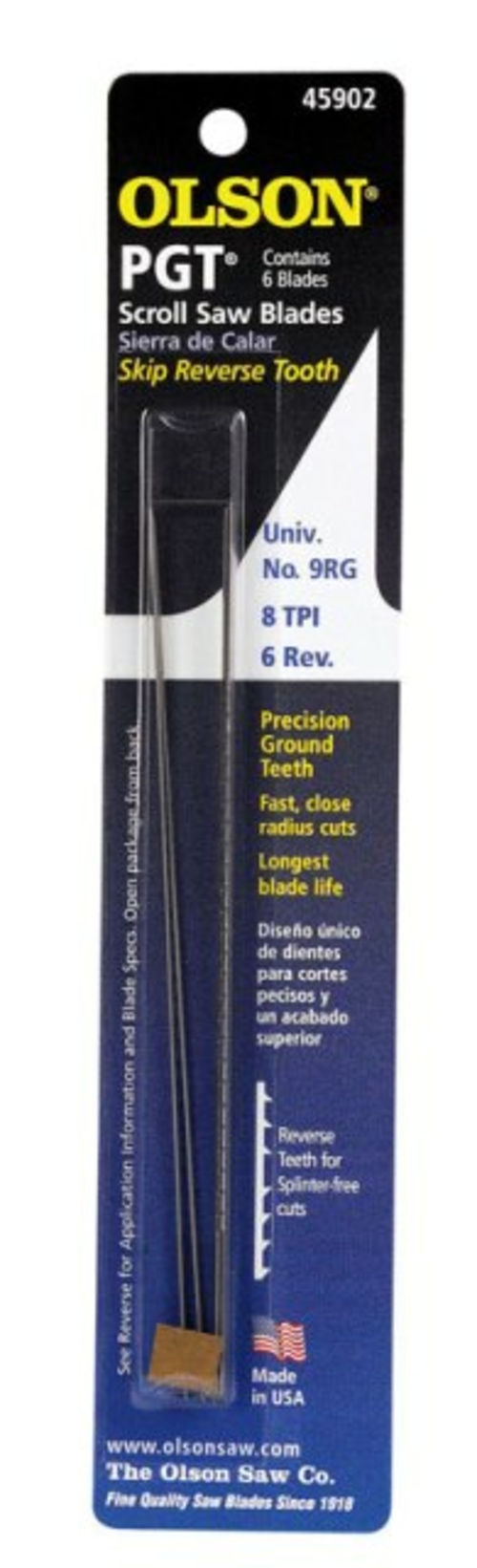 Olson Saw PG45902 CD 6 Precision Ground Tooth Scroll Saw Blade  8 TPI 