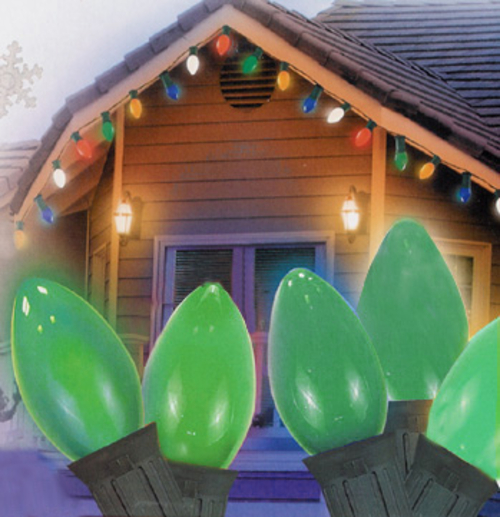 NorthLight Green Ceramic C9 Christmas Lights- 12 in. Spacing- Green Wi