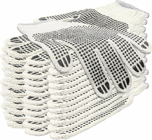 Pack of 12 Single Side Dot String Gloves 10” Size Cotton String Knit