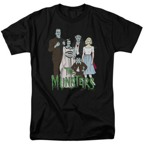 Trevco The Munsters-The Family Short Sleeve Adult 18-1 Tee, Black 