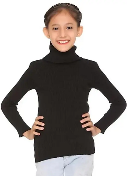 Black Hyneck Sweater Baby Casual Winter Full Sleeve Kids High Neck for