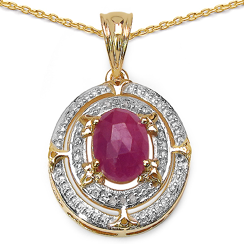 14K Yellow Gold Plated 2.41 Carat Genuine Pink Sapphire & White