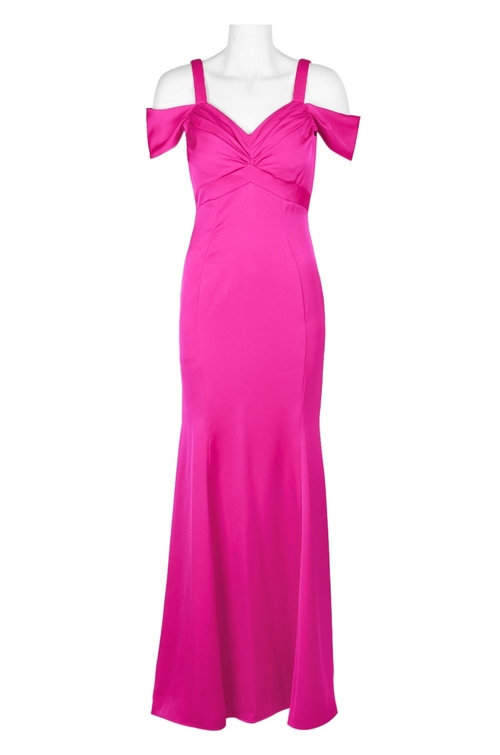 Decode Off-Shoulder Ruched Cutout Back Solid Satin Dress