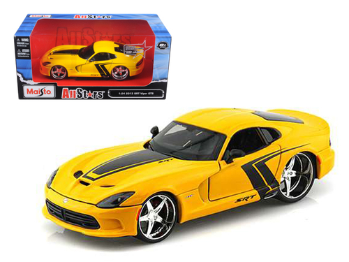 2013 Dodge Viper GTS SRT Yellow Custom 1/24 Diecast Model Car by