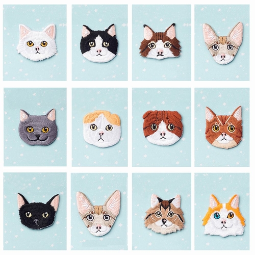 1 PC  Embroidery Cat Head Patch Baby's Clothing