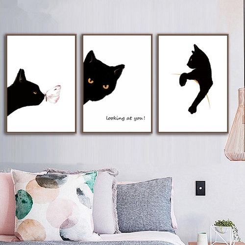 Cat Butterfly Posters And Prints Wall Art