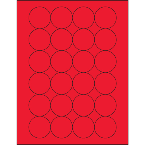 Tape Logic LL196RD 1.66 in. Fluorescent Red Circle Laser Labels - Pack