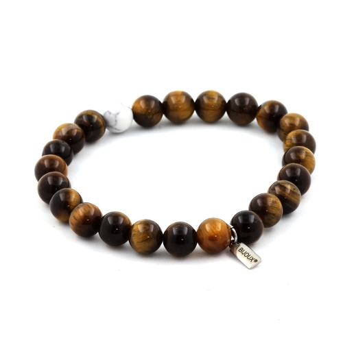 Tiger's Eye + Howlite Bracelet 8 mm Beads.