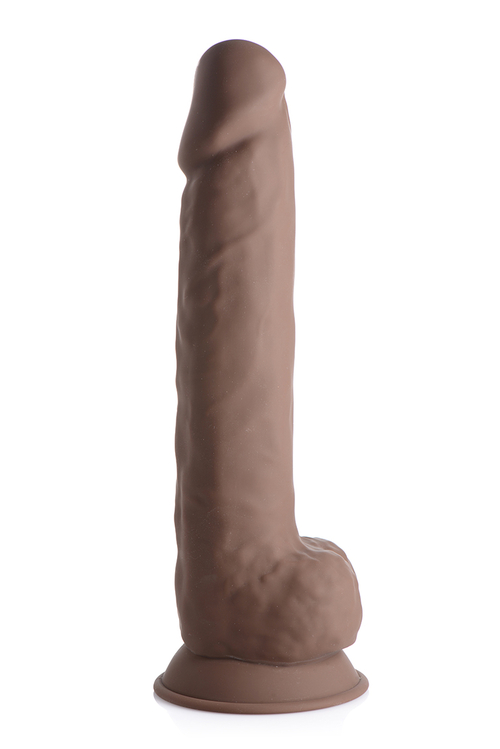 Fleshstixxx 10 Inch Silicone Dildo With Balls - Brown