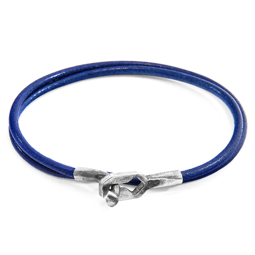 Azure Blue Tenby Silver & Leather Bracelet