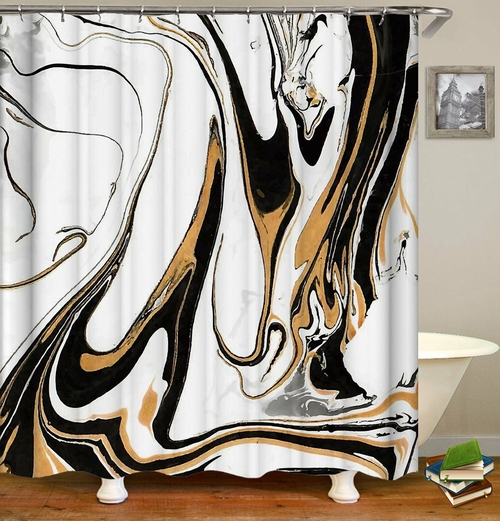 Golden Black Marble Shower Curtain