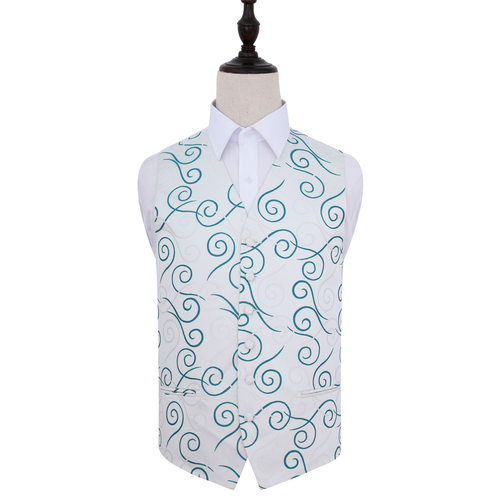 Scroll Waistcoat - Silver & Teal, 48'
