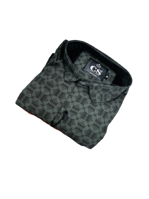 Men's Printed Full Sleeves Regular Fit Shirt  Black