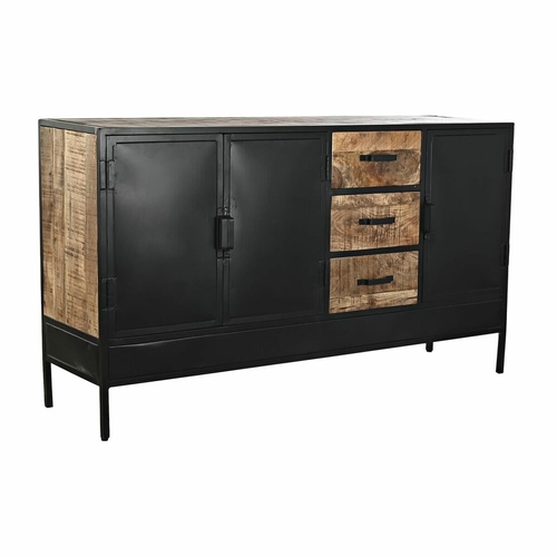 Sideboard DKD Home Decor Brown Black Metal Mango wood (160 x 40 x 90