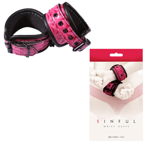 Sinful Vinyl Wrist Cuffs Pink