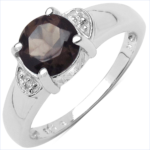 1.31 Carat Genuine Smoky Quartz & White Topaz .925 Sterling Silver