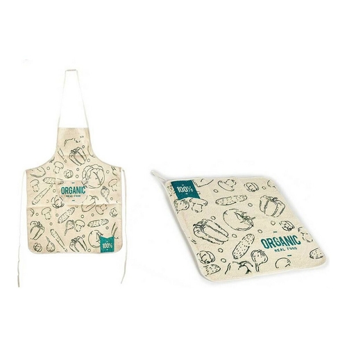 Set Apron Kitchen Cloth 60 x 0,3 x 80 cm Blue White 80 % cotton 70 %