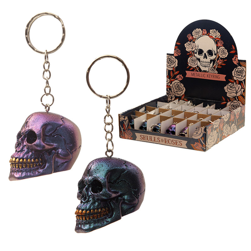 Gothic Metallic Skull Keyring