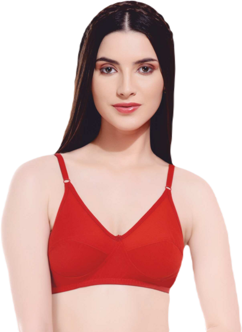 Comfortfit Non-Padded Non-Wired Molded Full Coverage Bra  Red