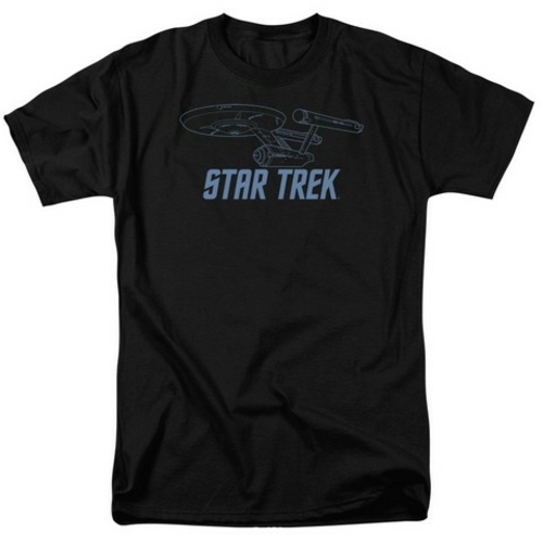 Star Trek-Enterprise Outline - Short Sleeve Adult 18-1 Tee - Black,