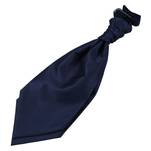 Solid Check Pre-Tied Ruche Cravat - Boys - Navy Blue