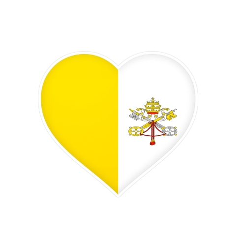 Autocollant en coeur Drapeau du Vatican en plusieurs tailles