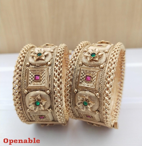 Gold Square Design Plated Copper Brass Bangle