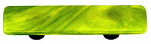 Hot Knobs HK2005-PB Swirl Yellow Green Rectangle Glass Cabinet Pull - 