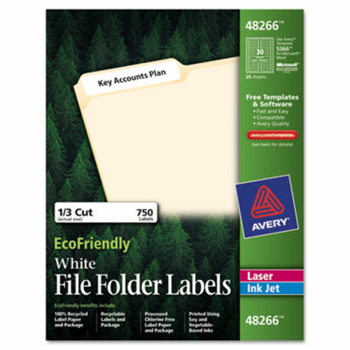 Avery 48266 EcoFriendly Labels- 2/3 x 3 7/16- White- 750/Pack